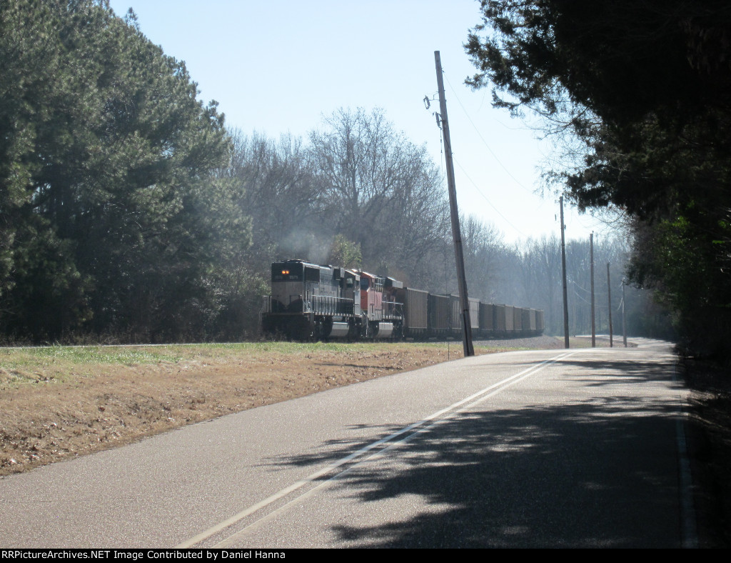 DPU's shove hard on the rear of a loaded Plant Scherer coal train